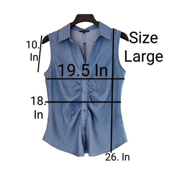 Womens Denim Tank Top S. M. L. Button Down Sleeveless Shirt 100%  Tencel Soft - Picture 7 of 12
